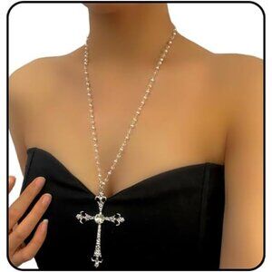 Intricate Gothic Cross Choker Necklace with Glamorous Crystal Accents for Women